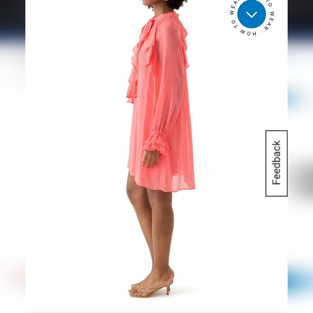 Dkny Nwt Chiffon Ruffle Dress in Coral Size 10